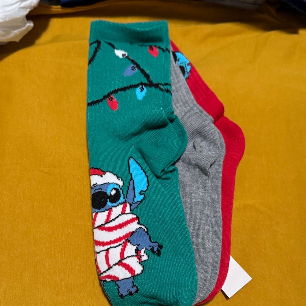 NWT Disney Stitch Festive Socks Set of 3